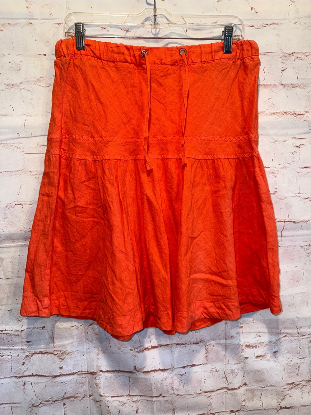 Elevenses Anthropologie Women’s Casual Drawstring Orange Skirt M skater pockets